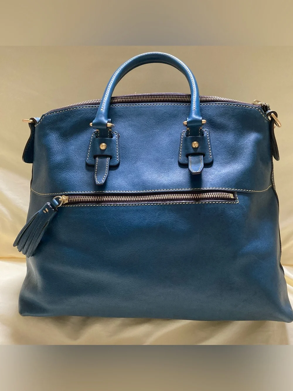 Dooney & Burke leather florentine clayton satchel teal
